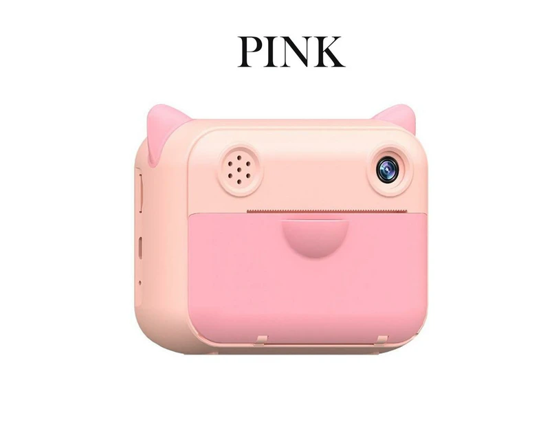 1080P Usb Rechargeable Children Instant Printing Camera - Pink+4 x Roll Print Paper wiith 32G Card