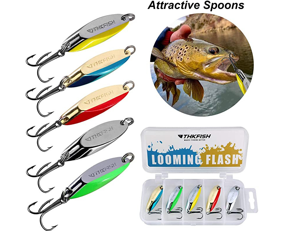 90ml 5pcs, Color B) - thkfish Fishing Lures Trout Lures Fishing Spoons Lures  for Trout Pike Bass Crappie Walleye 30ml 30ml 30ml 90ml 30ml 90ml 5pcs