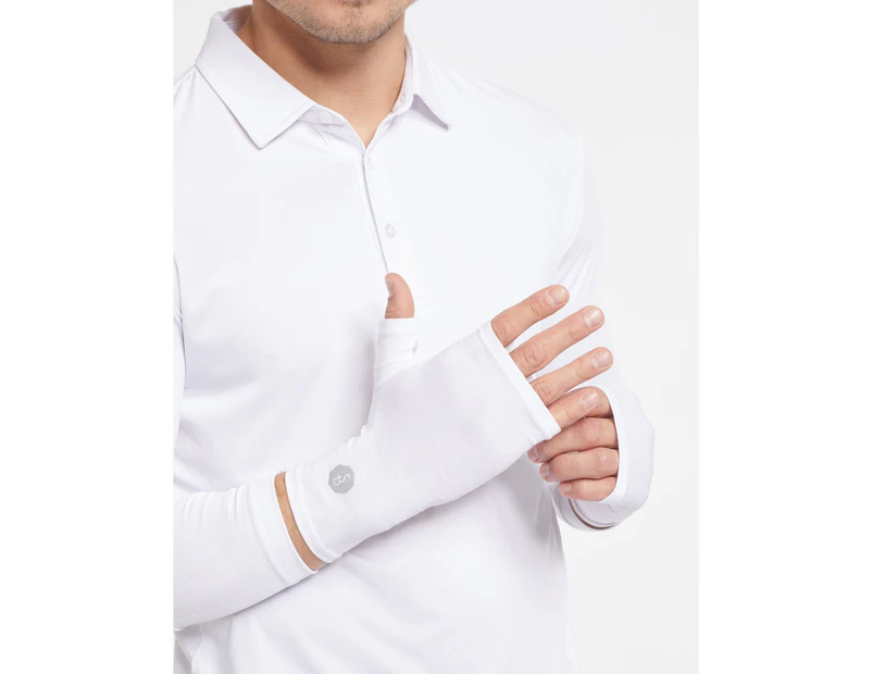 Solbari Sun Protection UPF50+ UV Protective Fingerless Gloves Cotton Bamboo - White