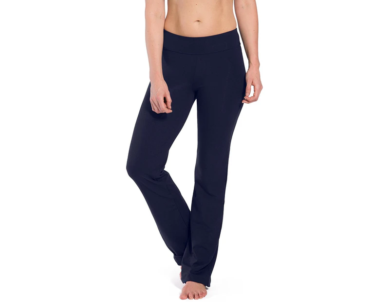 (Medium Tall, Navy) - Fishers Finery Women's Ecofabric Bootleg Everyday Yoga Pant with Pockets