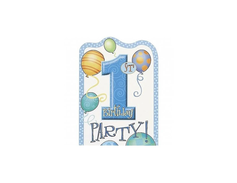 Invitations - 1st Birthday Boy Balloons 8 pk