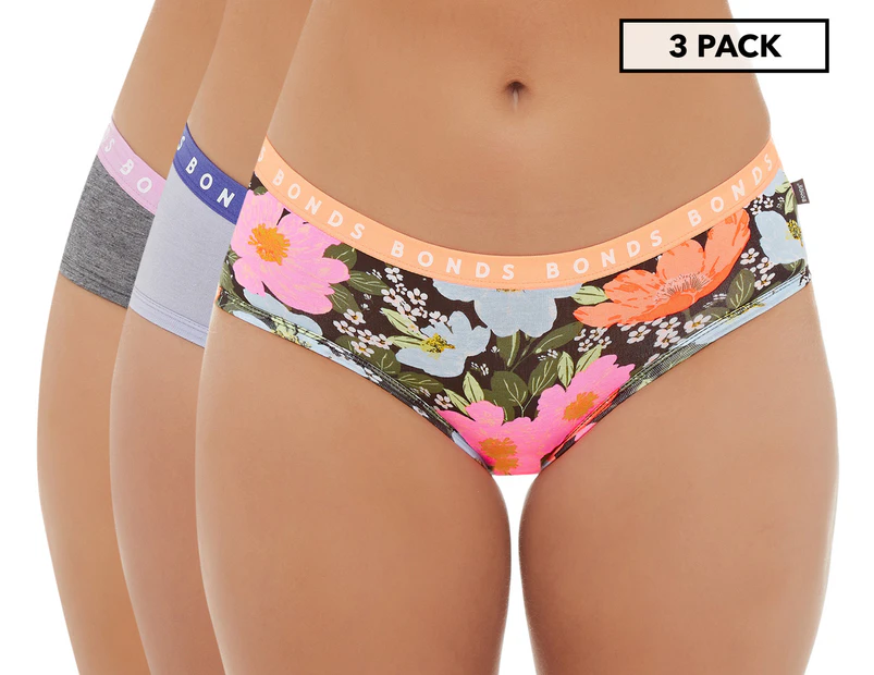 Bonds Women's Hipster Boyleg Underwear 3-Pack - Purple/Grey/Multi