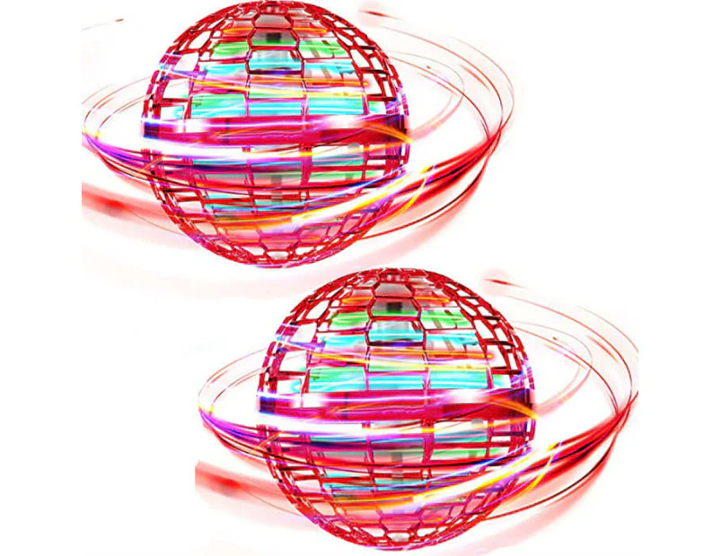 Momax 2 Packs Magic Flying Toy Ball Dynamic RGB Light Drop Resistant-Red