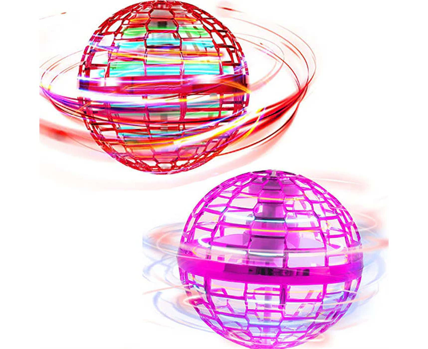 Momax 2 Packs Magic Flying Toy Ball Dynamic RGB Light Drop Resistant-RedPink