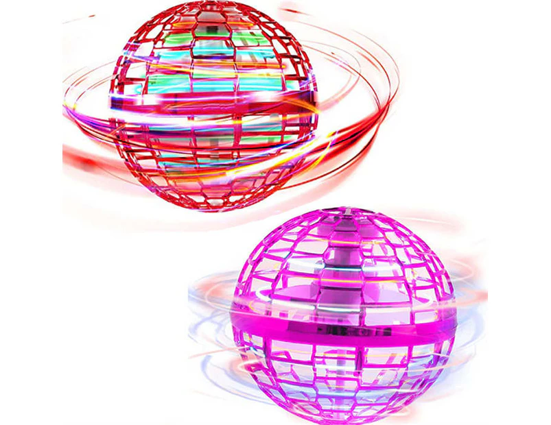 Momax 2 Packs Magic Flying Toy Ball Dynamic RGB Light Drop Resistant-RedPink