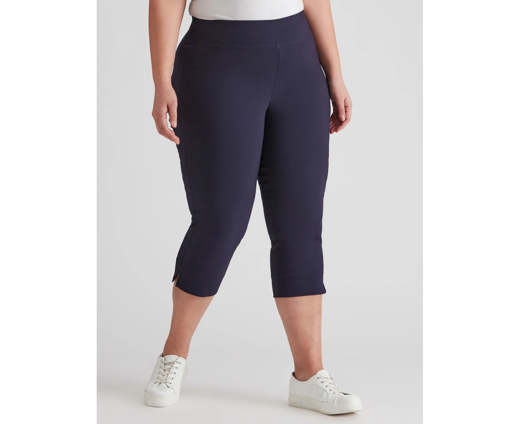 Autograph - Plus Size - Womens Pants - Blue All Season Ponte Leggings - Trousers - Navy - High Waist - Woven - Super Stretch Elastane - Work Clothes