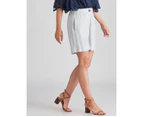 Katies Linen Blend Pull On Shorts - Womens - Silver