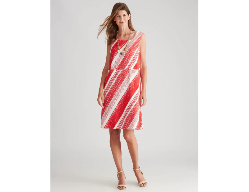 W.Lane Linen Square Neck A-Line Dress - Womens - Red