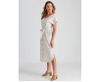 Rockmans Sleeveless Linen Stripe Dress - Womens - Stripe