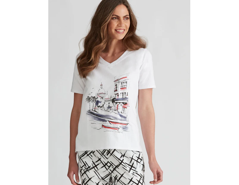 W.Lane Cotton Scenic Print T-Shirt - Womens - Mono Scenic