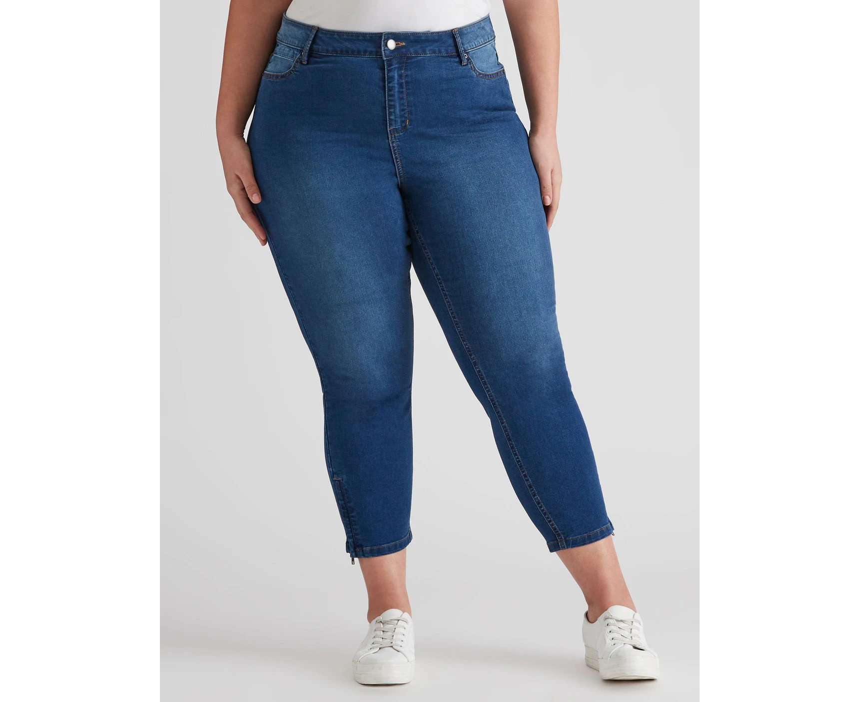 Autograph - Plus Size - Womens Jeans - Blue Ankle Length - Denim - Cotton Pants - Elastane - Casual Fashion Clothes - Office Wear - Work Trousers