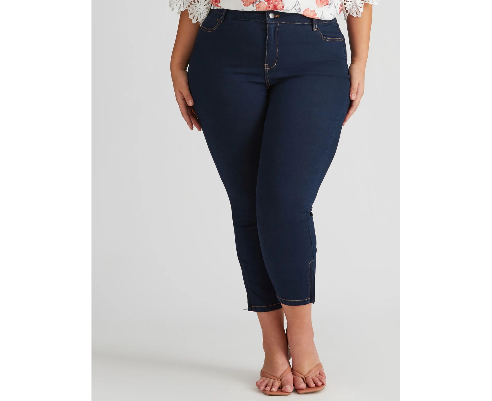 Autograph - Plus Size - Womens Jeans - Blue Ankle Length - Denim - Cotton Pants - Elastane - Casual Fashion Clothes - Office Wear - Work Trousers