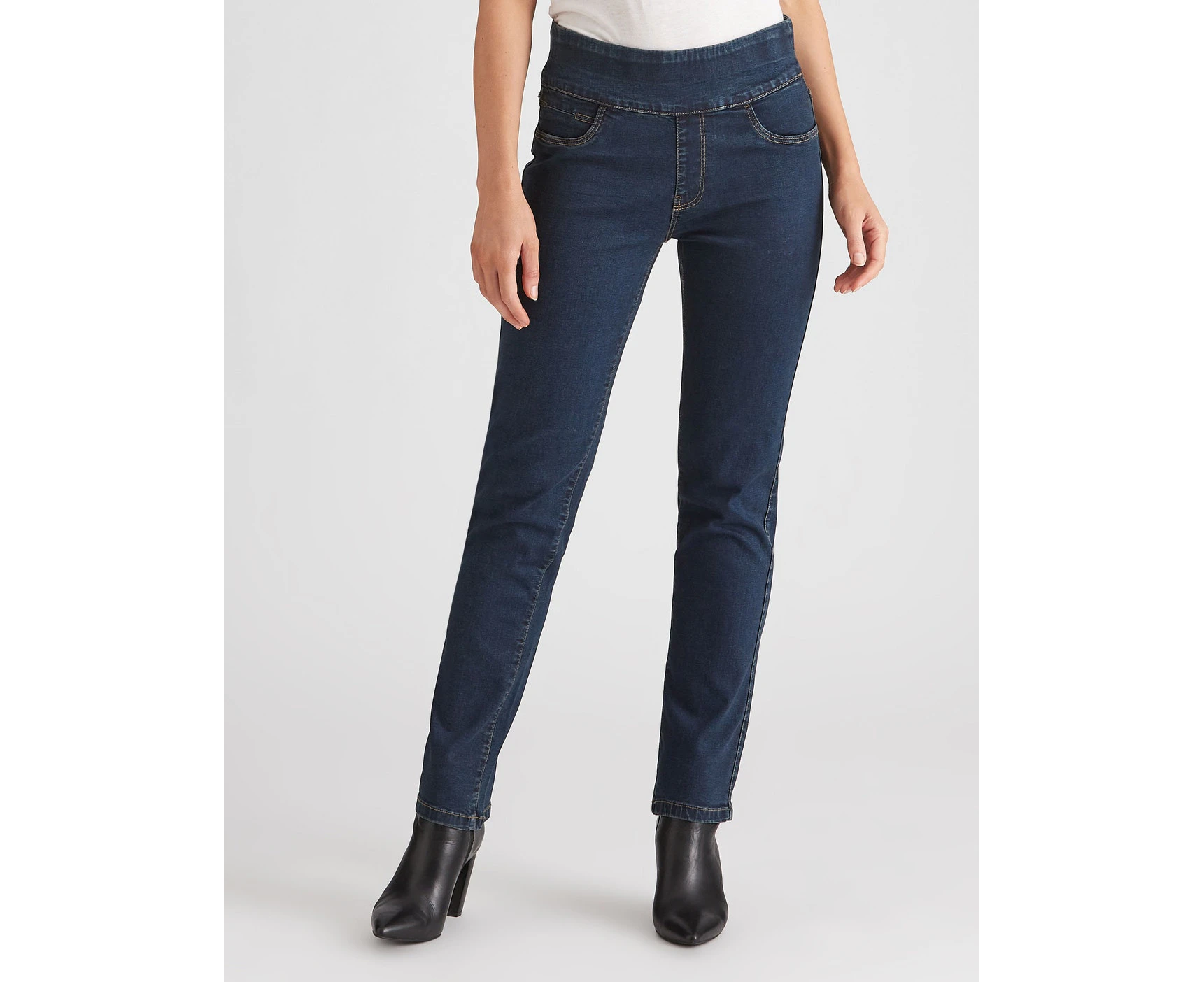 Katies - Womens Jeans - Blue Ankle Length - Denim - Cotton Pants - Work Wear - Elastane - Straight Leg - Office Clothes - Casual Fashion Trousers