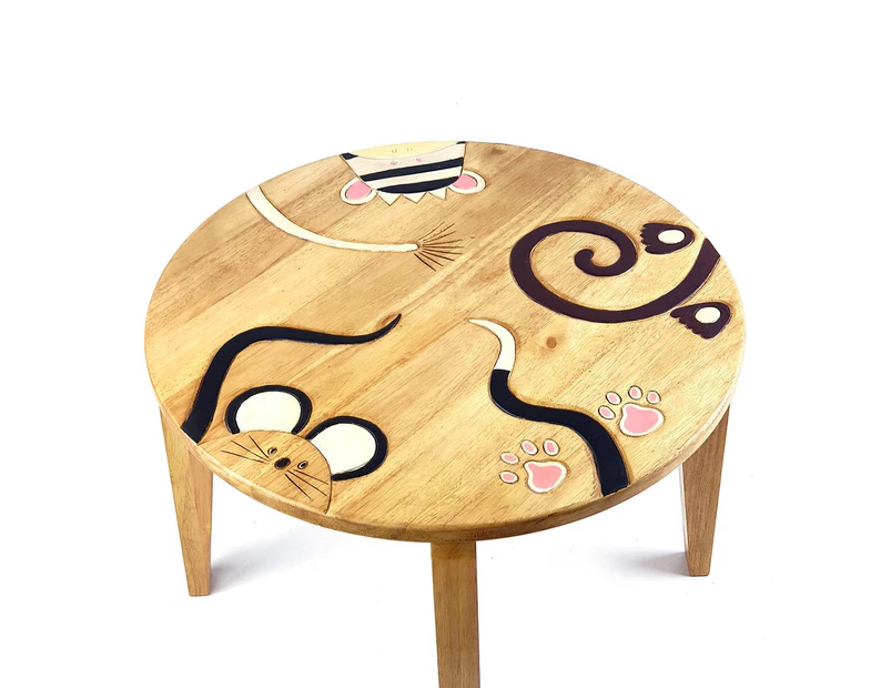 Kids Wooden Mixed animal tails Table  - hand carved Timber Children Furniture