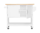 Hamptons Kitchen 2 Door Island Solid wood Counter Top - White