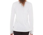 Calvin Klein Jeans Women's Graphic Long Sleeve V-Neck Tee / T-Shirt / Tshirt - White