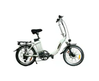 TDR 20" White Electric Bike - Step-Through Pedal-Assist Folding Ebike