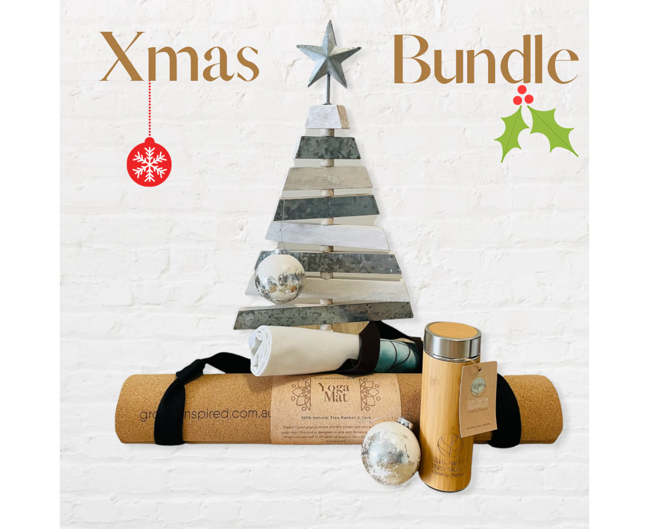 Growth Inspired  The Eco-friendly Xmas Bundle, Yoga Mat, Hydro flask and Canvas Tote