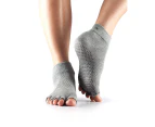 (X-Large, Heather Grey) - ToeSox Grip Pilates Barre Socks – Non Slip Ankle Half Toe for Yoga & Ballet