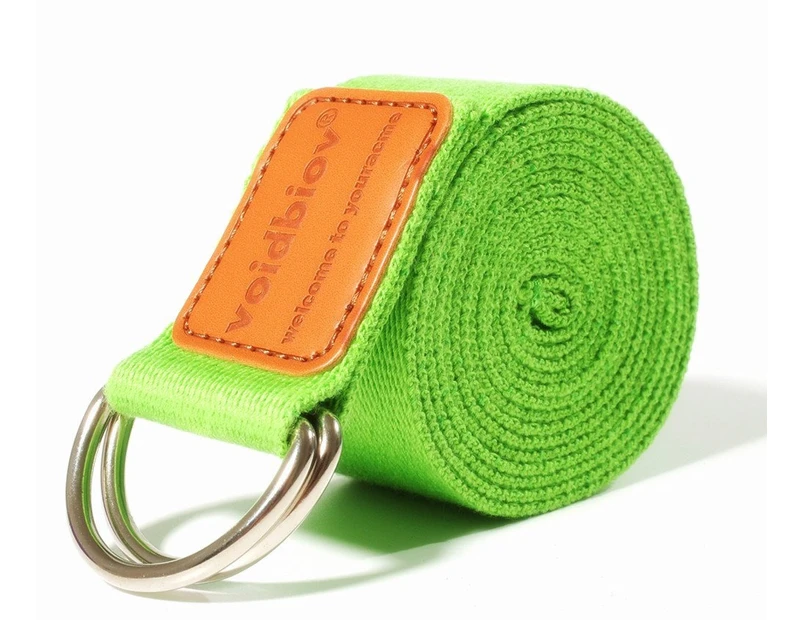 (Grass Green, 185CM 1 Piece) - voidbiov D-Ring Buckle Yoga Strap 1.85 or 2.5M(9 Colours), Durable Cotton Adjustable Belt Perfect for Holding Poses, Improvi