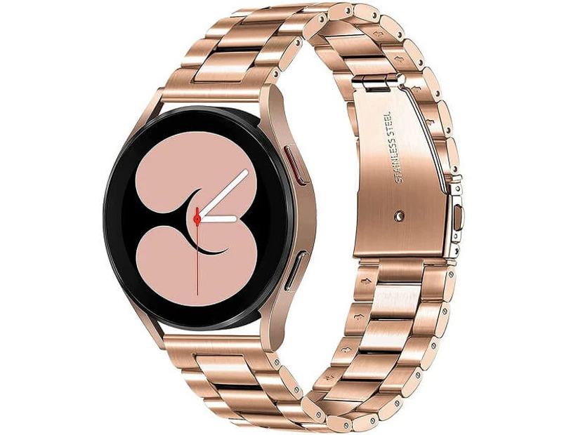 For Samsung Galaxy Watch 4 40mm 44mm Bands, Galaxy Watch 4 Classic Band 42mm 46mm , 20mm Stainless Steel Metal Replacement Bracelet Women Men (Rose Gold)
