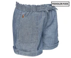Polo Ralph Lauren Girls' Cotton Chambray Camp Shorts - Blue Indigo