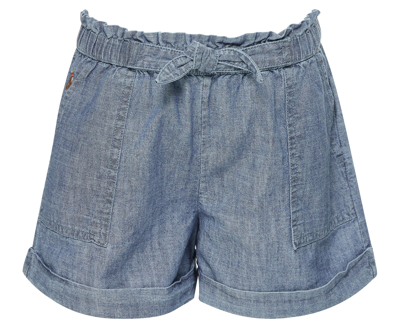 Polo Ralph Lauren Girls' Cotton Chambray Camp Shorts - Blue Indigo