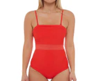 Bethenny Women's One Piece w/ Removable Strap Belt - Ruby Red