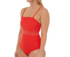 Bethenny Women's One Piece w/ Removable Strap Belt - Ruby Red