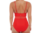 Bethenny Women's One Piece w/ Removable Strap Belt - Ruby Red