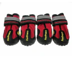 Dog Boots Shoes Puppy Pet High Performance Paw Protection Black Red New - Black-Red