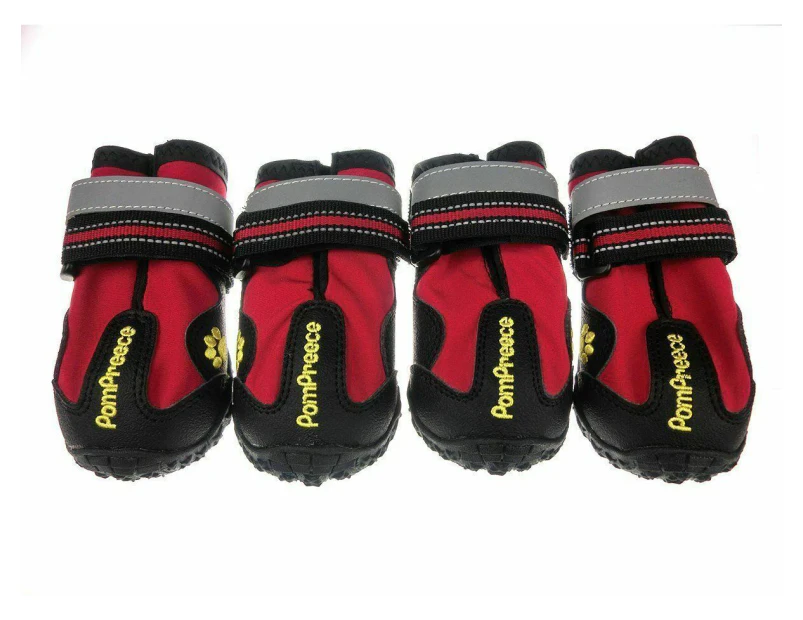 Dog Boots Shoes Puppy Pet High Performance Paw Protection Black Red New - Black-Red