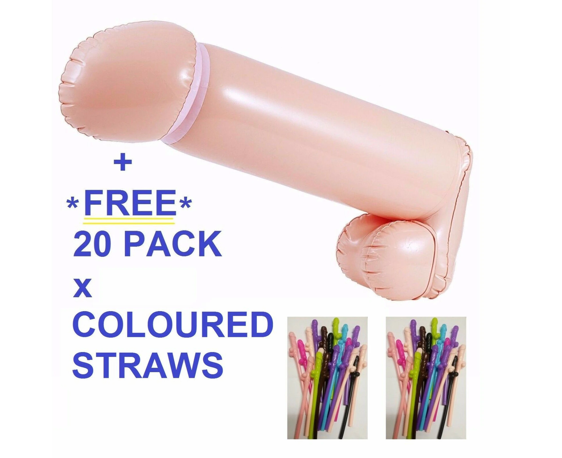 Large Blow Up Inflatable Penis Dick Willy Hens Night Games Fun Party & Straws