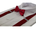Boys Adjustable Dark Red 65cm Suspenders & Matching Bow Tie Set Polyester