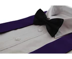 Mens Purple 120cm Extra Wide Suspenders & Black Bow Tie Set Polyester