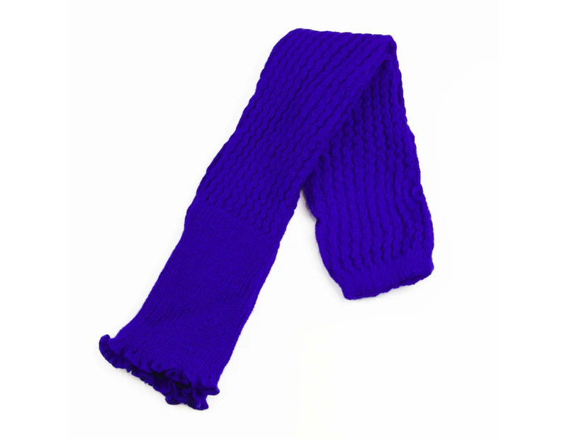 Women Knee High Leg Warmers Socks Wooly Knitted Wool Warmer Black Blue Red 80S Knit - Royal Blue