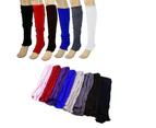 Women Knee High Leg Warmers Socks Wooly Knitted Wool Warmer Black Blue Red 80S Knit - Grey
