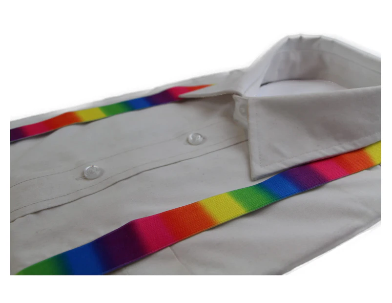 Boys Adjustable Rainbow Blocks Patterned Suspenders Fabric