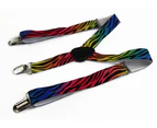 Boys Adjustable Rainbow Zebra Patterned Suspenders Fabric