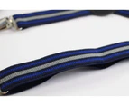 Boys Adjustable Navy, Blue & Grey Striped Patterned Suspenders Fabric