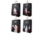 12 pack Xmas Gifts Bags, Party Supplies Small 18cm x 8cm x 23cm 4 Assorted
