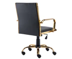 Black PU Leather Upholstered Office Chair Home Office Chair Gold Base