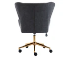 Dark Grey PU Leather Fabric Upholstered Office Chair Home Office Chair Gold Base