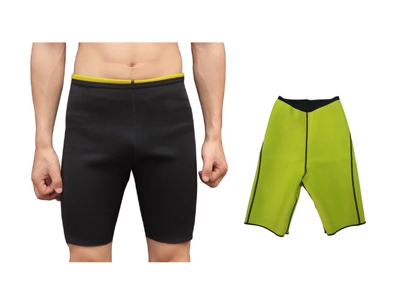 (L(UK 12-14), Pants) - Bakerdani Mens Hot Sweat Thermo Shorts Body Shaper Neoprene Shapewear Comfortable Gym Sauna Pants Black