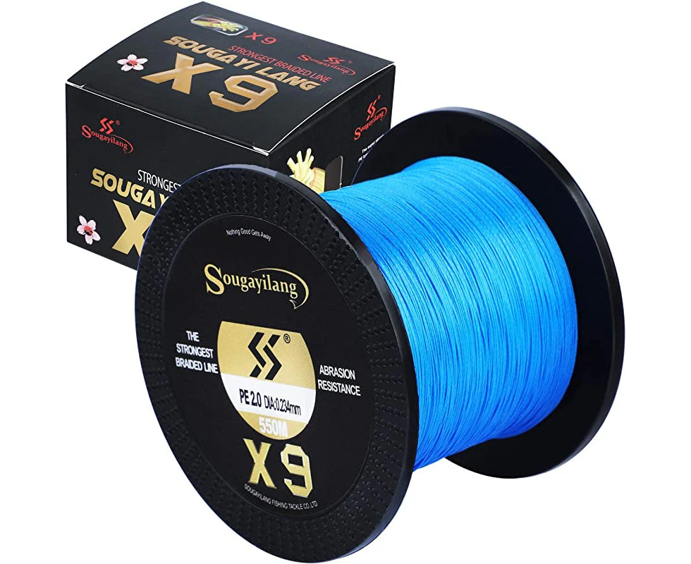 (16kg (9 Strands) 0.234mm-164 Yds, Blue) - Sougayilang 9 Strands Braided Fishing Line 7.7LB-80kg Abrasion Resistant Braided Lines Incredible Fishing line 1