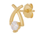 Bevilles 9ct Yellow Gold Silver Infused Stud Earrings