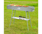 WillBBQ 100(L)x18(W)cm Charcoal BBQ Portable Hibachi Grill for Skewer and Kebabs