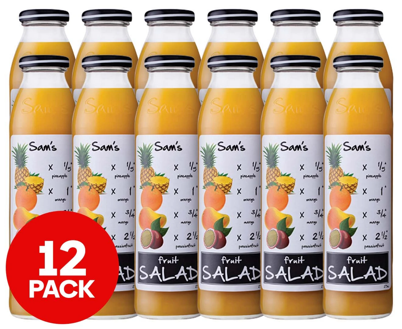 12 x Sam's Lunch Snack Drink Fruit Salad 375mL