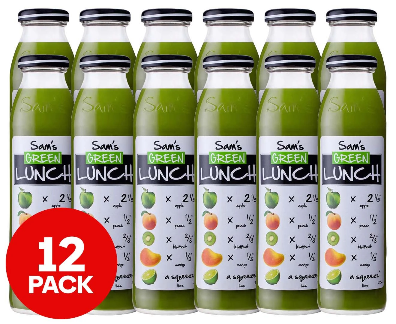 12 x Sam's Green Lunch Snack Drink Green 375mL