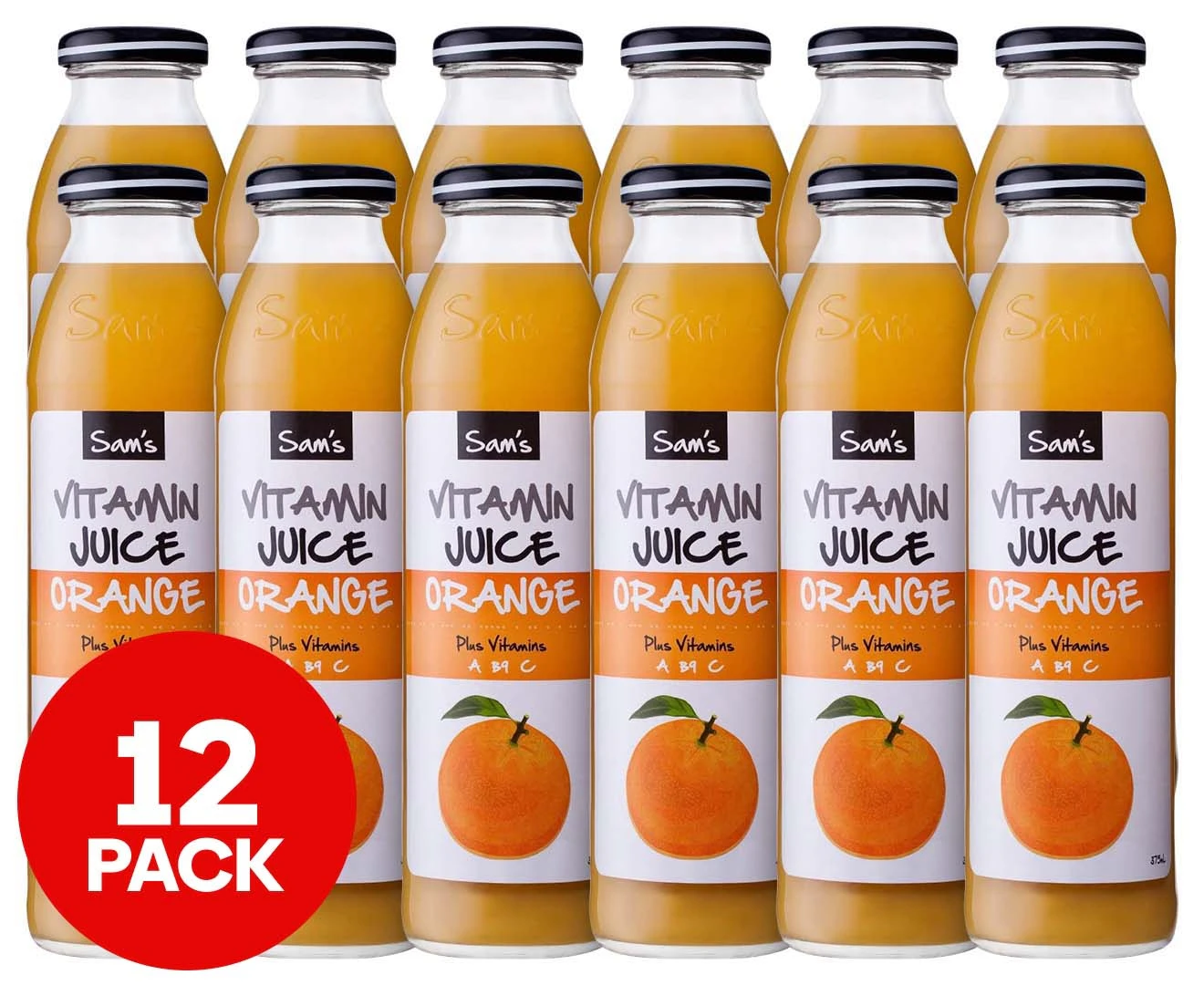 12 x Sam's Vitamin Juice Orange 375mL